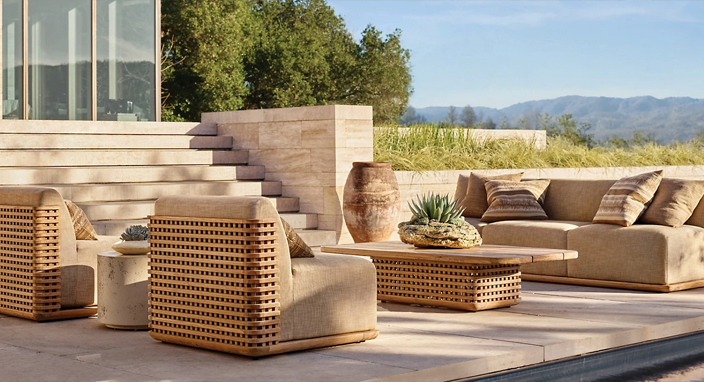 Outdoor Aluminum with Rattan Sofa Set